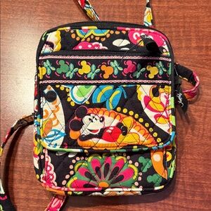 Vera Bradley Black Quilted Crossbody with Multicolor Floral & Character Print